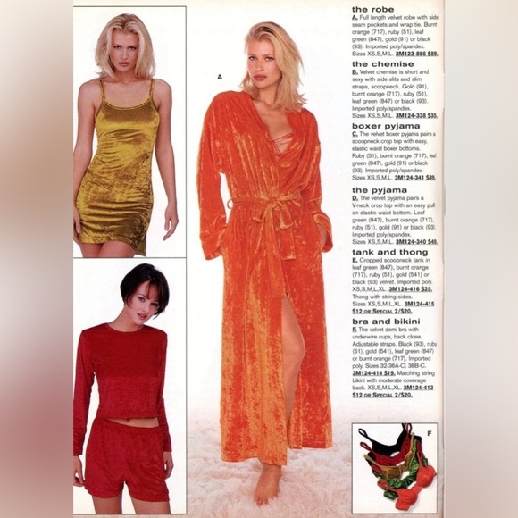 Vintage 1997 Victoria’s Secret Pink Heart Orange Crushed Velvet Maxi Robe Large - Picture 2 of 16